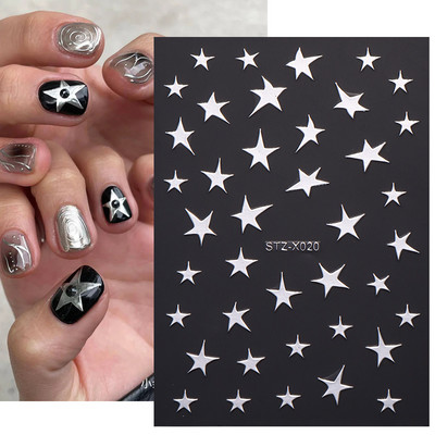 3D hologrāfiskas mīlestības sirds nagu uzlīmes zelta bronzas zvaigznes mēness slīdņi lāzera sudraba hroma nagu māksla DIY manikīra dekorēšana