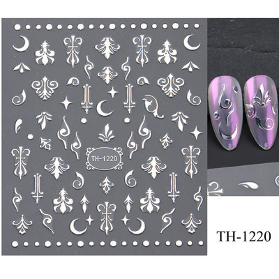 3D hologrāfiskas mīlestības sirds nagu uzlīmes zelta bronzas zvaigznes mēness slīdņi lāzera sudraba hroma nagu māksla DIY manikīra dekorēšana