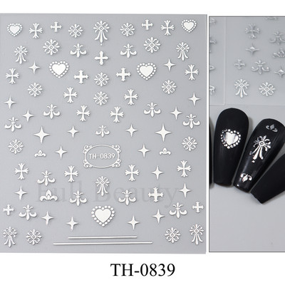 3D hologrāfiskas mīlestības sirds nagu uzlīmes zelta bronzas zvaigznes mēness slīdņi lāzera sudraba hroma nagu māksla DIY manikīra dekorēšana