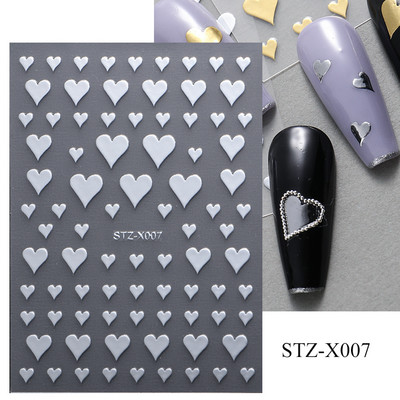 3D hologrāfiskas mīlestības sirds nagu uzlīmes zelta bronzas zvaigznes mēness slīdņi lāzera sudraba hroma nagu māksla DIY manikīra dekorēšana