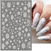 3D Snježne pahuljice Naljepnice za nokte Bijeli božićni dizajni Samoljepljive naljepnice Novogodišnja zimska gel folija Klizači Ukrasi LAF895