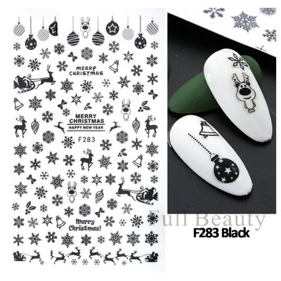 3D Snježne pahuljice Naljepnice za nokte Bijeli božićni dizajni Samoljepljive naljepnice Novogodišnja zimska gel folija Klizači Ukrasi LAF895