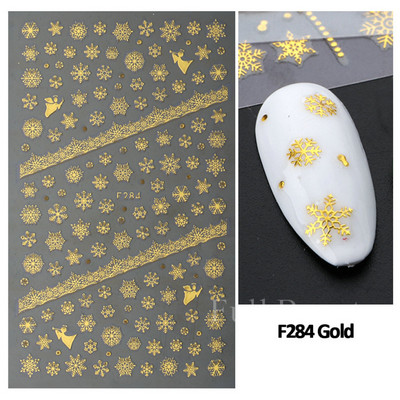 3D Snježne pahuljice Naljepnice za nokte Bijeli božićni dizajni Samoljepljive naljepnice Novogodišnja zimska gel folija Klizači Ukrasi LAF895