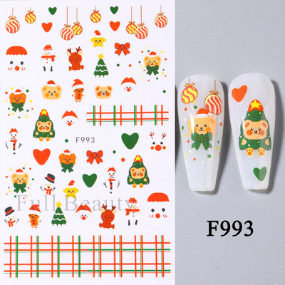 3D Snježne pahuljice Naljepnice za nokte Bijeli božićni dizajni Samoljepljive naljepnice Novogodišnja zimska gel folija Klizači Ukrasi LAF895