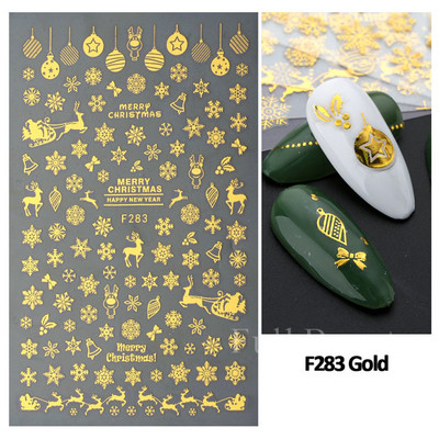 3D Snježne pahuljice Naljepnice za nokte Bijeli božićni dizajni Samoljepljive naljepnice Novogodišnja zimska gel folija Klizači Ukrasi LAF895