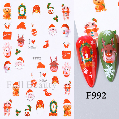3D Snježne pahuljice Naljepnice za nokte Bijeli božićni dizajni Samoljepljive naljepnice Novogodišnja zimska gel folija Klizači Ukrasi LAF895
