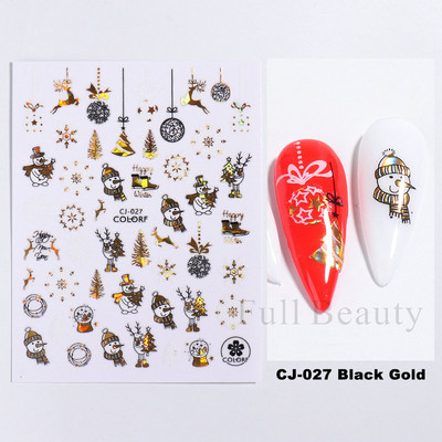 3D Snježne pahuljice Naljepnice za nokte Bijeli božićni dizajni Samoljepljive naljepnice Novogodišnja zimska gel folija Klizači Ukrasi LAF895