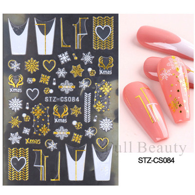 3D Snježne pahuljice Naljepnice za nokte Bijeli božićni dizajni Samoljepljive naljepnice Novogodišnja zimska gel folija Klizači Ukrasi LAF895