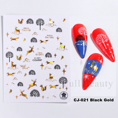 3D Snježne pahuljice Naljepnice za nokte Bijeli božićni dizajni Samoljepljive naljepnice Novogodišnja zimska gel folija Klizači Ukrasi LAF895