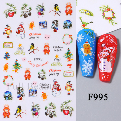 3D Snježne pahuljice Naljepnice za nokte Bijeli božićni dizajni Samoljepljive naljepnice Novogodišnja zimska gel folija Klizači Ukrasi LAF895