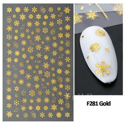 3D Snježne pahuljice Naljepnice za nokte Bijeli božićni dizajni Samoljepljive naljepnice Novogodišnja zimska gel folija Klizači Ukrasi LAF895