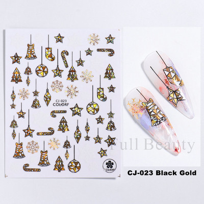 3D Snježne pahuljice Naljepnice za nokte Bijeli božićni dizajni Samoljepljive naljepnice Novogodišnja zimska gel folija Klizači Ukrasi LAF895