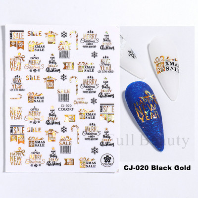 3D Snježne pahuljice Naljepnice za nokte Bijeli božićni dizajni Samoljepljive naljepnice Novogodišnja zimska gel folija Klizači Ukrasi LAF895