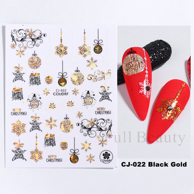 3D Snježne pahuljice Naljepnice za nokte Bijeli božićni dizajni Samoljepljive naljepnice Novogodišnja zimska gel folija Klizači Ukrasi LAF895