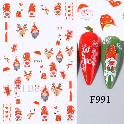 3D Snježne pahuljice Naljepnice za nokte Bijeli božićni dizajni Samoljepljive naljepnice Novogodišnja zimska gel folija Klizači Ukrasi LAF895