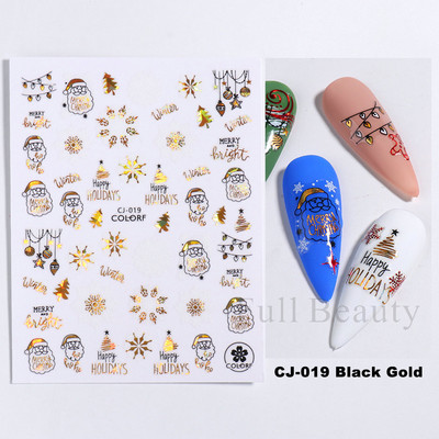 3D Snježne pahuljice Naljepnice za nokte Bijeli božićni dizajni Samoljepljive naljepnice Novogodišnja zimska gel folija Klizači Ukrasi LAF895