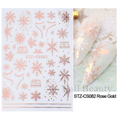 3D Snježne pahuljice Naljepnice za nokte Bijeli božićni dizajni Samoljepljive naljepnice Novogodišnja zimska gel folija Klizači Ukrasi LAF895