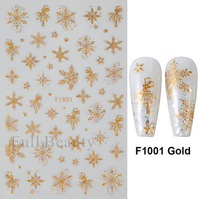3D Snježne pahuljice Naljepnice za nokte Bijeli božićni dizajni Samoljepljive naljepnice Novogodišnja zimska gel folija Klizači Ukrasi LAF895