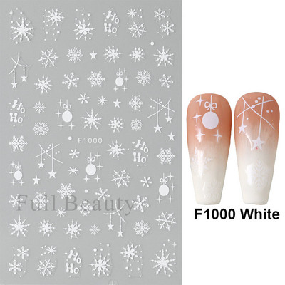 3D Snježne pahuljice Naljepnice za nokte Bijeli božićni dizajni Samoljepljive naljepnice Novogodišnja zimska gel folija Klizači Ukrasi LAF895