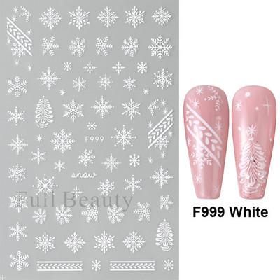 3D Snježne pahuljice Naljepnice za nokte Bijeli božićni dizajni Samoljepljive naljepnice Novogodišnja zimska gel folija Klizači Ukrasi LAF895
