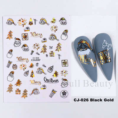 3D Snježne pahuljice Naljepnice za nokte Bijeli božićni dizajni Samoljepljive naljepnice Novogodišnja zimska gel folija Klizači Ukrasi LAF895