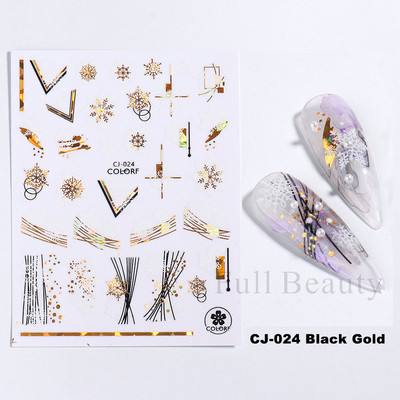 3D Snježne pahuljice Naljepnice za nokte Bijeli božićni dizajni Samoljepljive naljepnice Novogodišnja zimska gel folija Klizači Ukrasi LAF895