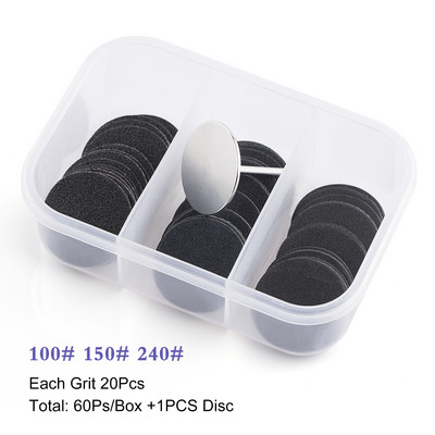 Set diskova za pedikuru stopala od 60 komada Zamjenjivi brusni papir za uklanjanje mrtve kože stopala Pametne mlaznice za pedikuru Profesionalne 25 mm