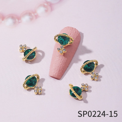 10 komada luksuznih noktiju za nokte od legure s dragim kamenjem i vještim kamenčićima, sjajnih višebojnih privjesaka za nokte s križnim planetima DIY ukrasi za nokte