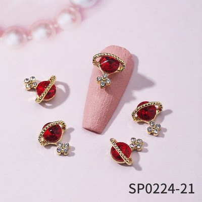 10 komada luksuznih noktiju za nokte od legure s dragim kamenjem i vještim kamenčićima, sjajnih višebojnih privjesaka za nokte s križnim planetima DIY ukrasi za nokte