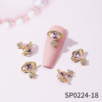 10 komada luksuznih noktiju za nokte od legure s dragim kamenjem i vještim kamenčićima, sjajnih višebojnih privjesaka za nokte s križnim planetima DIY ukrasi za nokte