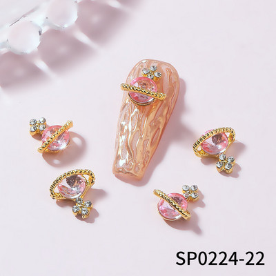 10 komada luksuznih noktiju za nokte od legure s dragim kamenjem i vještim kamenčićima, sjajnih višebojnih privjesaka za nokte s križnim planetima DIY ukrasi za nokte