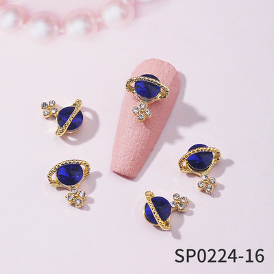 10 komada luksuznih noktiju za nokte od legure s dragim kamenjem i vještim kamenčićima, sjajnih višebojnih privjesaka za nokte s križnim planetima DIY ukrasi za nokte