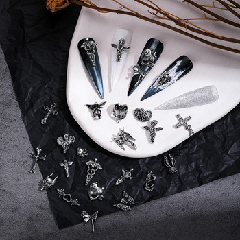 10 бр готически пънк стил сплав талисмани за нокти Исус католически кръст Дявол Ангел части за нокти Направи си сам декорация за нокти