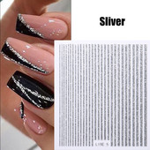 3D linije Naljepnice za nokte Laser Srebrna Zlatna Metalna pruga Slova Naljepnice Francuska krivulja Gel Nails Art klizači Dekor za manikuru