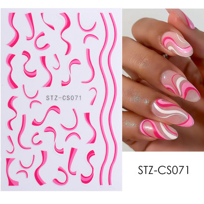 3D linije Naljepnice za nokte Laser Srebrna Zlatna Metalna pruga Slova Naljepnice Francuska krivulja Gel Nails Art klizači Dekor za manikuru