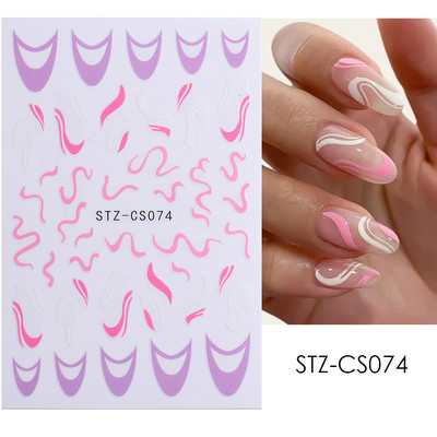 3D linije Naljepnice za nokte Laser Srebrna Zlatna Metalna pruga Slova Naljepnice Francuska krivulja Gel Nails Art klizači Dekor za manikuru