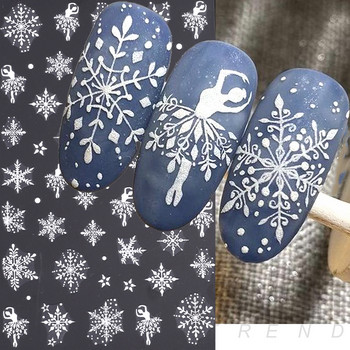 3D златен блясък Снежинка Стикер за нокти Зимен светлоотразителен бял пуловер Star Dancer Коледна елха Фолио Коледа Нова година Съвети за етикети