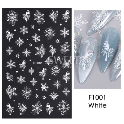 3D zelta mirdzoša sniegpārsla nagu uzlīme ziemas atstarojošs balts džemperis zvaigzne dejotāja Ziemassvētku eglītes folija Ziemassvētku Jaungada uzlīmes padomi