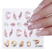 Sjajni rep sirene, dijamantni biser, naljepnica za nokte Zlatni metalni okvir, kristalno drago kamenje, tetovaža, ukrasi za nokte u korejskom stilu FBZC-0458