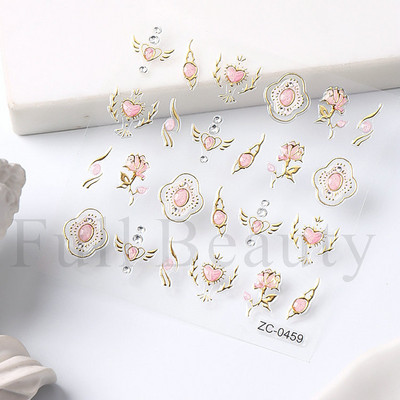 Sjajni rep sirene, dijamantni biser, naljepnica za nokte Zlatni metalni okvir, kristalno drago kamenje, tetovaža, ukrasi za nokte u korejskom stilu FBZC-0458