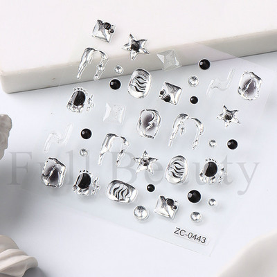 Sjajni rep sirene, dijamantni biser, naljepnica za nokte Zlatni metalni okvir, kristalno drago kamenje, tetovaža, ukrasi za nokte u korejskom stilu FBZC-0458