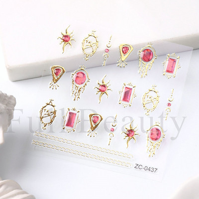 Sjajni rep sirene, dijamantni biser, naljepnica za nokte Zlatni metalni okvir, kristalno drago kamenje, tetovaža, ukrasi za nokte u korejskom stilu FBZC-0458