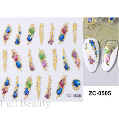 Sjajni rep sirene, dijamantni biser, naljepnica za nokte Zlatni metalni okvir, kristalno drago kamenje, tetovaža, ukrasi za nokte u korejskom stilu FBZC-0458