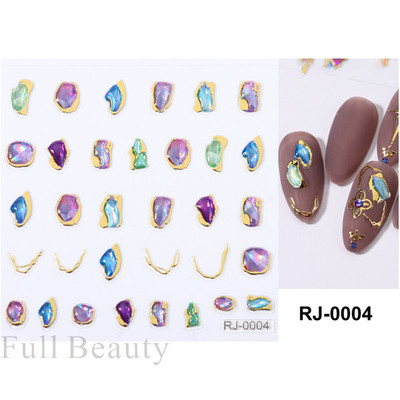 Sjajni rep sirene, dijamantni biser, naljepnica za nokte Zlatni metalni okvir, kristalno drago kamenje, tetovaža, ukrasi za nokte u korejskom stilu FBZC-0458