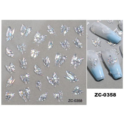 Sjajni rep sirene, dijamantni biser, naljepnica za nokte Zlatni metalni okvir, kristalno drago kamenje, tetovaža, ukrasi za nokte u korejskom stilu FBZC-0458