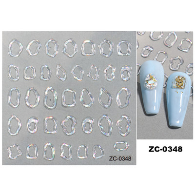 Sjajni rep sirene, dijamantni biser, naljepnica za nokte Zlatni metalni okvir, kristalno drago kamenje, tetovaža, ukrasi za nokte u korejskom stilu FBZC-0458