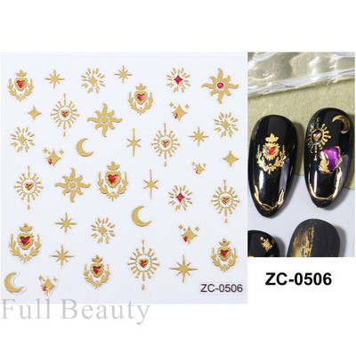 Sjajni rep sirene, dijamantni biser, naljepnica za nokte Zlatni metalni okvir, kristalno drago kamenje, tetovaža, ukrasi za nokte u korejskom stilu FBZC-0458