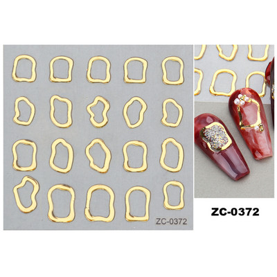 Sjajni rep sirene, dijamantni biser, naljepnica za nokte Zlatni metalni okvir, kristalno drago kamenje, tetovaža, ukrasi za nokte u korejskom stilu FBZC-0458