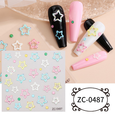 Sjajni rep sirene, dijamantni biser, naljepnica za nokte Zlatni metalni okvir, kristalno drago kamenje, tetovaža, ukrasi za nokte u korejskom stilu FBZC-0458