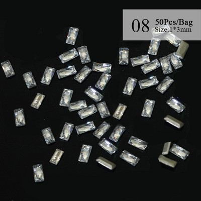 50gab./komplektā Mini plakana dibena nagu Rhinestones mirdzoši sudraba kristāla nagu dekori DIY materiāls nagu mākslas šarmu aksesuāri